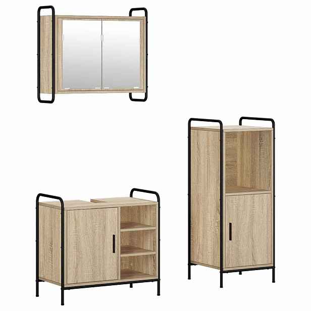 vidaXL Sada koupelnových skříněk 3 ks Dub sonoma 40 x 36 x 99,5 cm