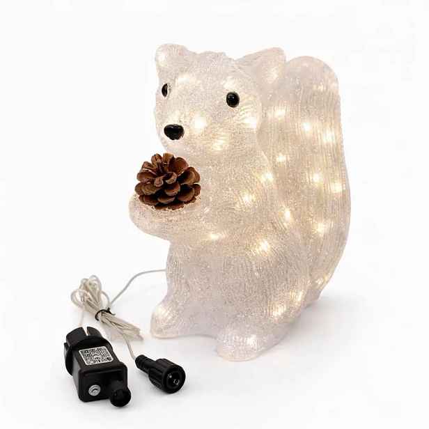 3D LED svítící veverka, 26 cm, akryl, venkovní, teple bílá, IP44