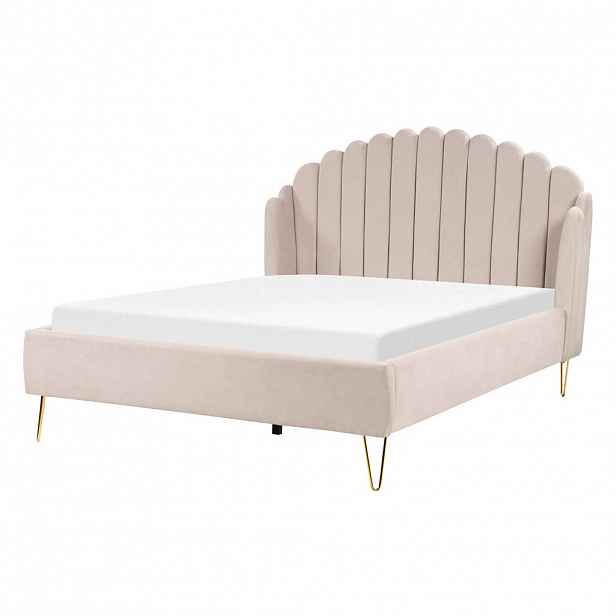 Beliani ČALOUNĚNÁ POSTEL 140/200 cm Světlá Béžová Ambillou