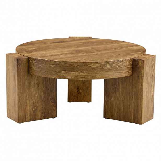 OKWISH KONFERENČNÍ stolek 61/61/30 cm dřevodekor z MDF s tónovaným sklem 2v1