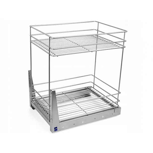 Výsuvný Koš Cargo Do Skříňky 60 CM Stříbro 2 Úrovně Měkký Domeček Nomet