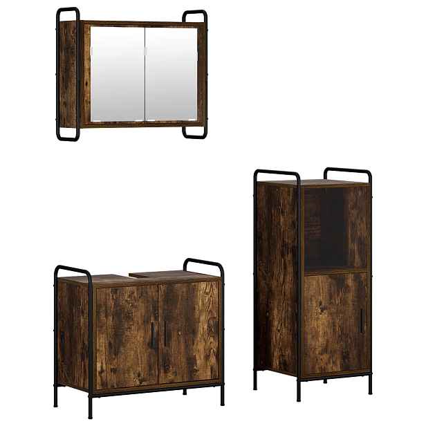 vidaXL Sada koupelnových skříněk 3 ks Kouřový dub 40 x 36 x 99,5 cm