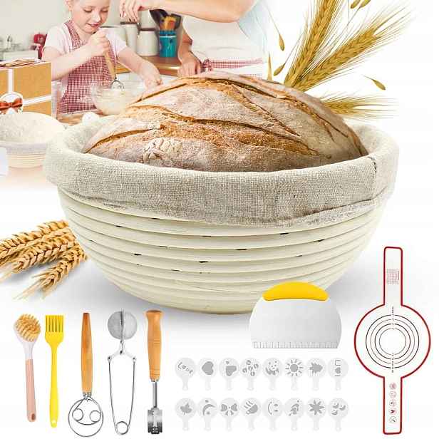 Fermentační Košík 23 CM, Bílý Ratan S Pečícími Podložkami Bpa Free