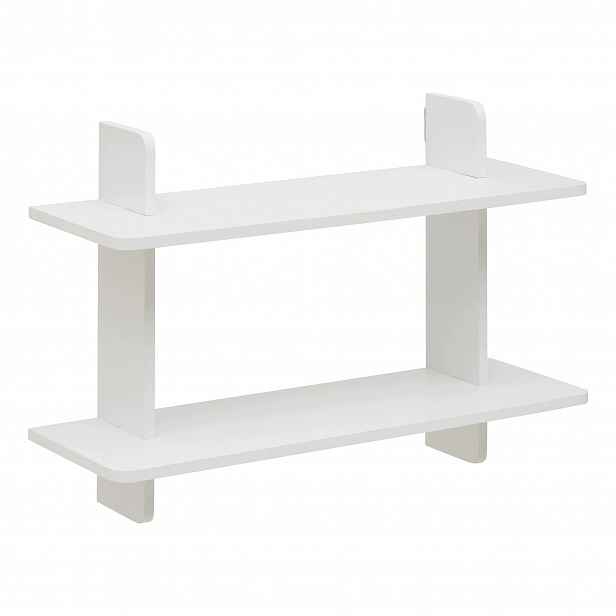 Nástěnná Police Bílá 2-ÚROVŇOVÁ 60 X 19 X 40 CM Do Obývacího Pokoje S Mdf