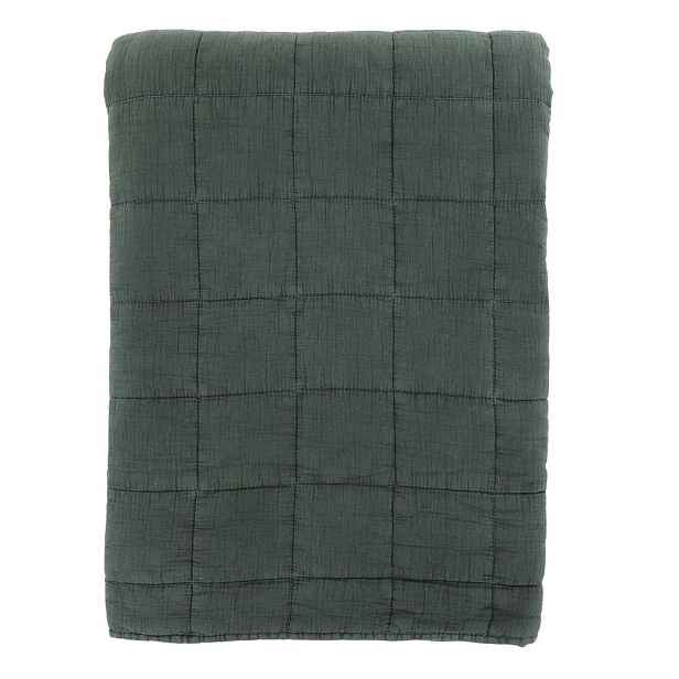 Tmavě zelený přehoz s opraným vzhledem Aix Vintage Quilt - 240*240 cm Chic Antique