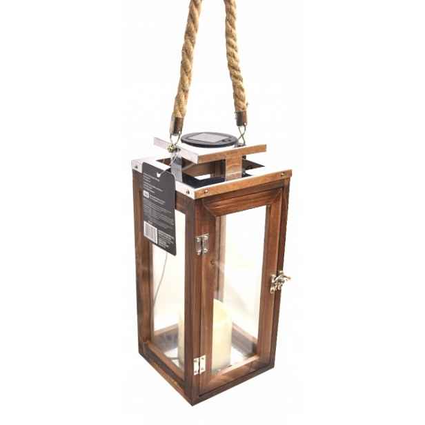 Velká Solární Lampa Dřevo Sklo