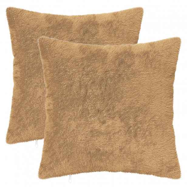 vidaXL Povlak na polštář 2 ks HEERLEN Taupe 35 x 35 cm Umělá králičí