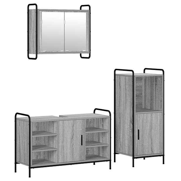 vidaXL Sada koupelnových skříněk 3 ks Šedý Sonoma 40 x 36 x 99,5 cm
