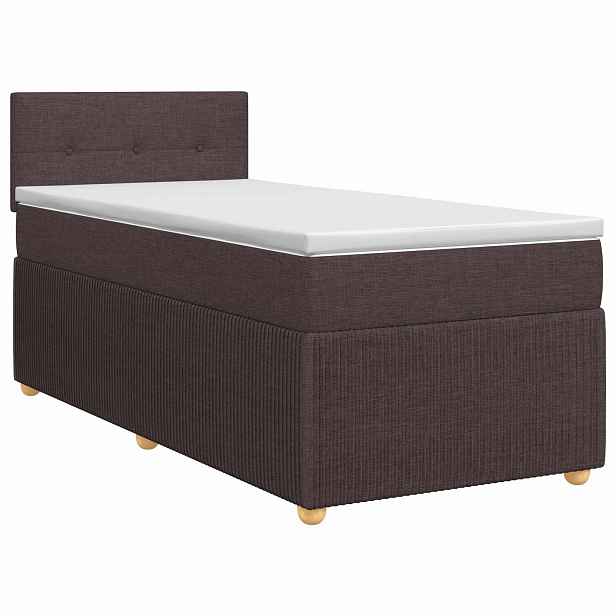 vidaXL Postel boxspring s matrací Tmavě hnědá 100 x 200 cm Textil