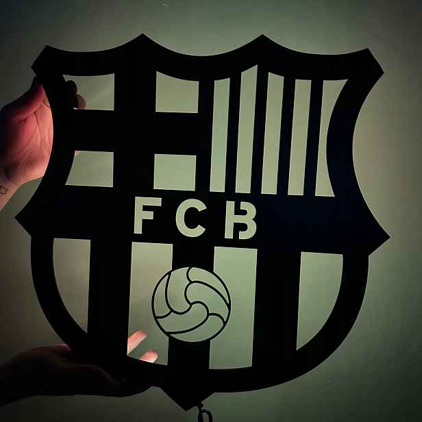 Fc Barcelona Noční Lampa Led Obraz dřevěný 3D fotbalový erb Dárek