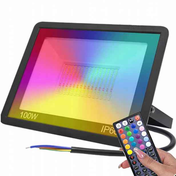 Hliníková Barevná Halogenová Lampa Rgb Led Zářič 100W IP65 S Dálkovým Ovládáním