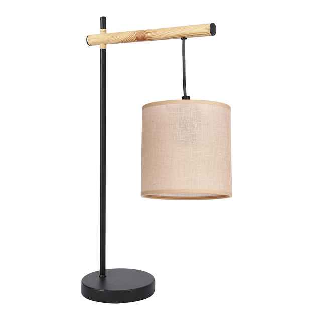 Kombinovaná stolní lampa černá 1x60W E27 béžové stínidlo