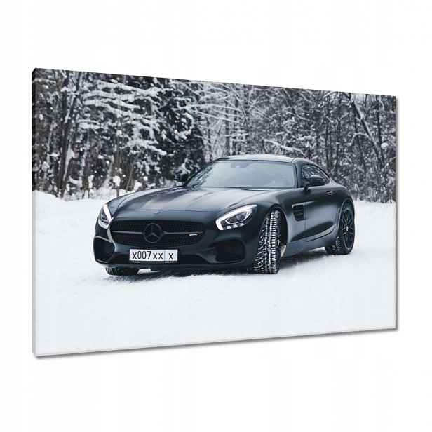 Obrazy 100x70 Černý Mercedes Zima