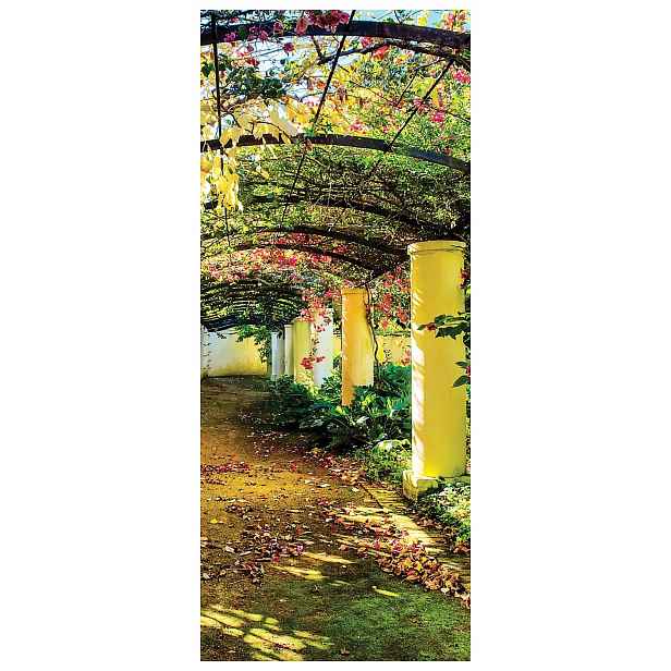 Samolepka Fototapeta Květinový tunel Pergolou ve slunné zahradě 91x211