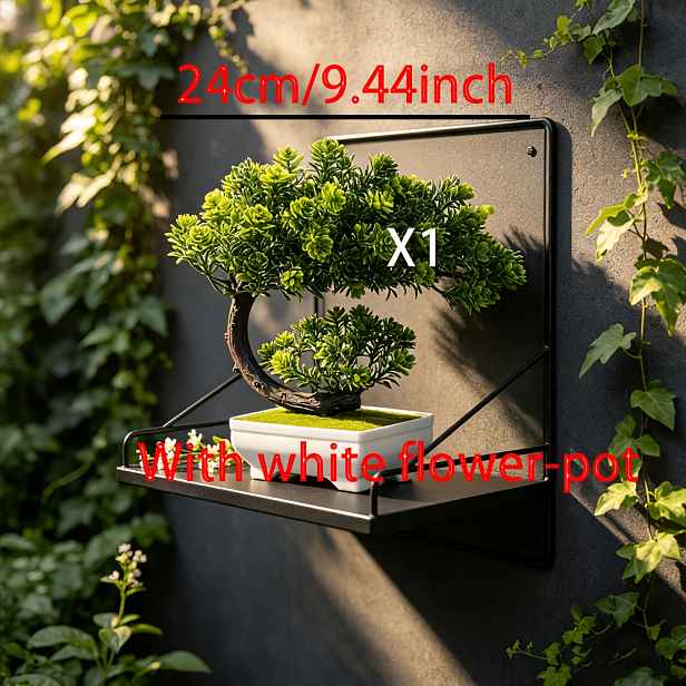 TEMU Umělý cypřiš ve tvaru půlměsíce, 3D realistický a simulovaný falešný , nulová údržba a klasický bonsajový styl, snadné pěstování v květináči,