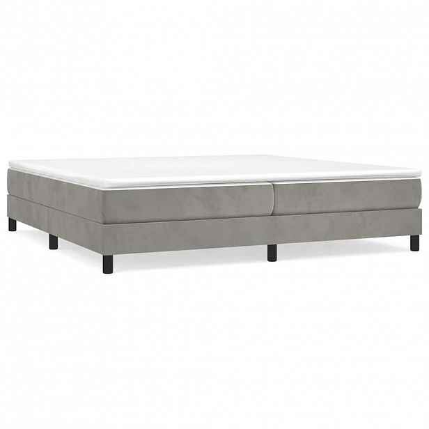 vidaXL Rám postele s boxspringem světle šedý 200 x 200 cm samet