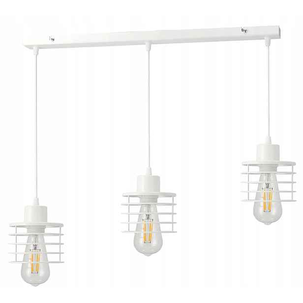 Závěsná lampa Lustr Stropní Svítidlo Pružina Bílá 3xE27 loft Industriální