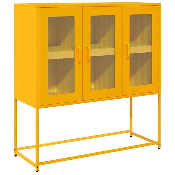 vidaXL Příborník žlutý 100,5 x 39 x 107 cm ocel válcovaná za studena