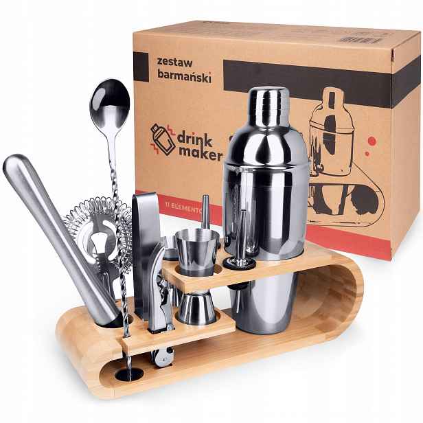 Barmanská sada na nápoje 11 ks Shaker Strainer Jigger Muddler Nalewaki