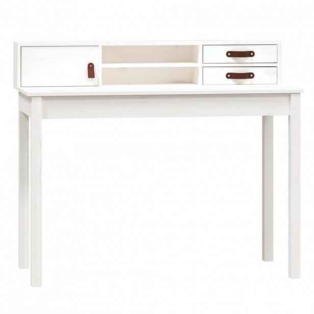 vidaXL Psací stůl bílý 110x50x93 cm masivní borové dřevo