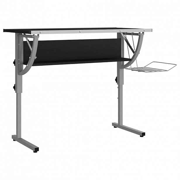 vidaXL Řemeslný stůl černý a šedý 110x53x(58–87) cm kompozit a ocel