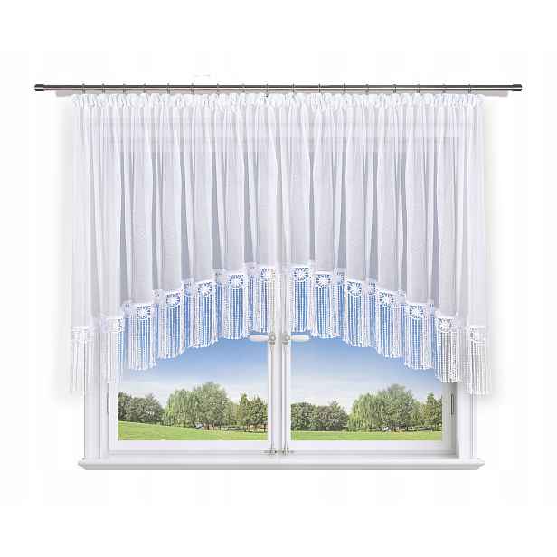Záclona 400x150 cm oblouk markýza, 30 cm třásně květina
