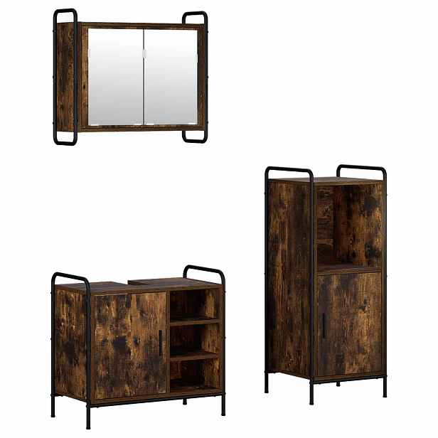 vidaXL Sada koupelnových skříněk 3 ks Kouřový dub 40 x 36 x 99,5 cm