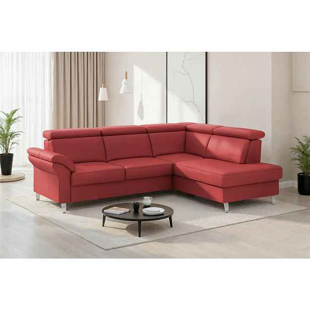 Sit & More ROHOVÁ SEDAČKA, textil, kůže, červená