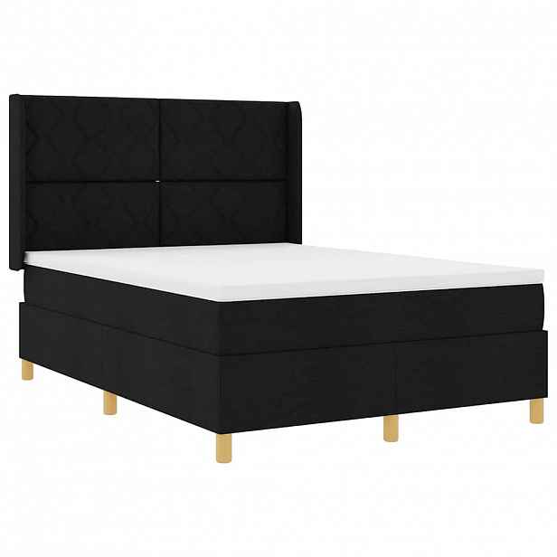 vidaXL Postel s boxspringem s LED pásky Černá 140 x 190 cm textil