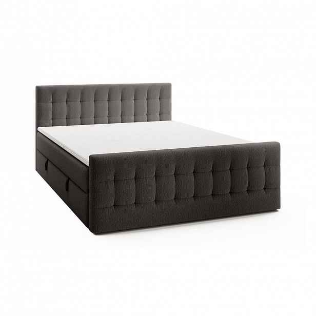 Fedve BOXSPRINGOVÁ POSTEL YAZO ROYAL 200x200 cm, Tmavě šedá