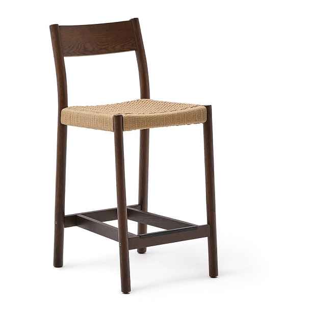 Hnědá/v přírodní barvě barová židle z dubového dřeva (výška sedáku 65 cm) Yalia – Kave Home