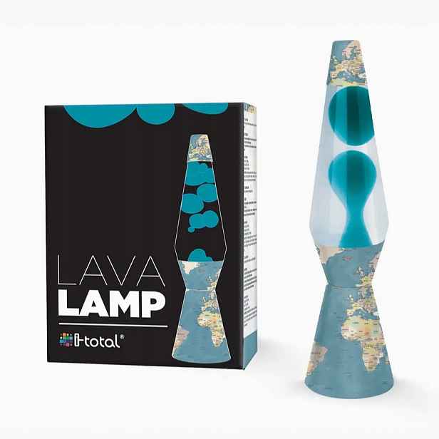 Lávová lampa Magma Lava Lawa lampička XL1778 Mapa světa Modrá magmatická It
