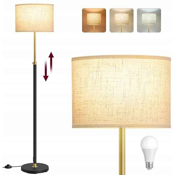 Podlahová lampa Moderní Regulace Výšky E27 černá zlatá S Stínítkem