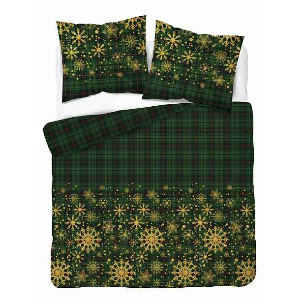 Povlečení 220x200 s zeleno-červenou kostkou Christmas Satin