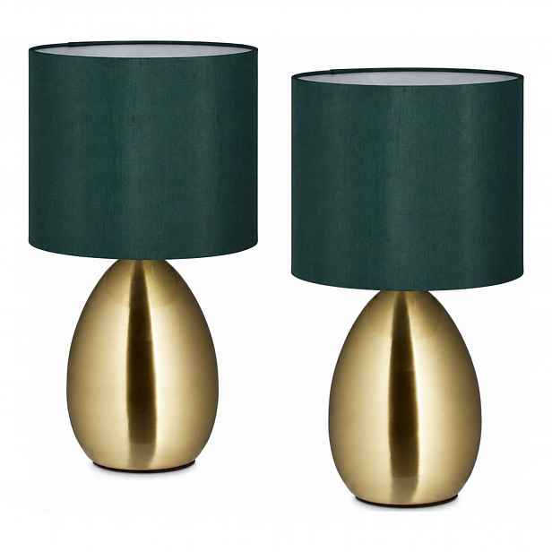 Relaxdays Noční lampy E14 Zeleno zlaté do pokoje Moderní 2 ks 33.5 cm