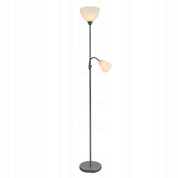 Šedá podlahová lampa Galeras s pohyblivým světelným zdrojem Globo