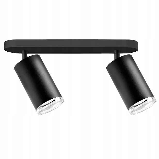 Stropní nástěnná lampa 2 reflektory černá voděodolná dvojitá Polux