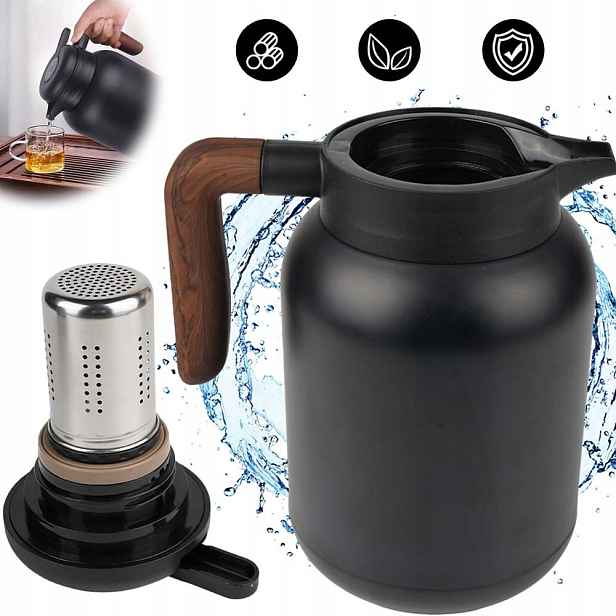 Termos Na Čajovou Kávu S Pístovým Spařovačem, 1,5 L, Černý