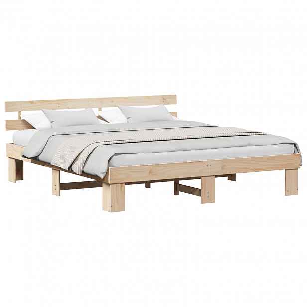 vidaXL Rám postele s čelo Přírodní 180 x 200 cm Masivní borové dřevo