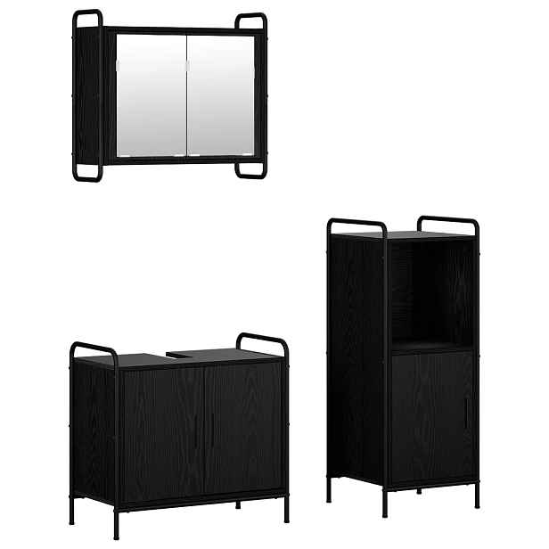 vidaXL Sada koupelnových skříněk 3 ks Černý dub 40 x 36 x 99,5 cm