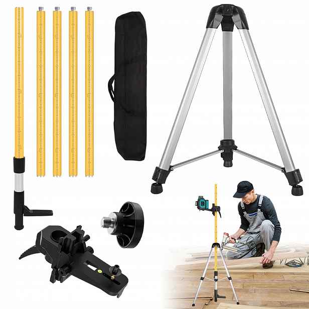 2v1 Stativ Pro Křížový Laser, Výsuvný, Trojnohý Stativ, 300 cm