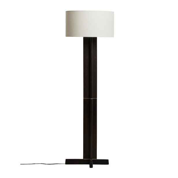 Bílá/tmavě hnědá stojací lampa s textilním stínidlem (výška 150,5 cm) Niani – Kave Home