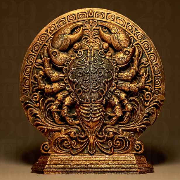 Rak Zvěrokruh Horoskop Socha Dekorativní figurka 25 cm výška Ručně malovaná