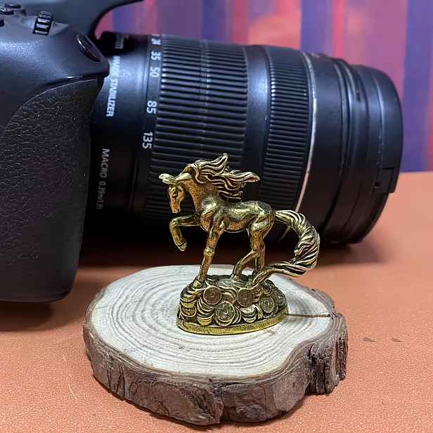 TEMU Sběratelské figurky, vintage mosazný kůň s mincemi | Symbol blahobytu a bohatství, dekorativní ozdoba pro různé pokojů