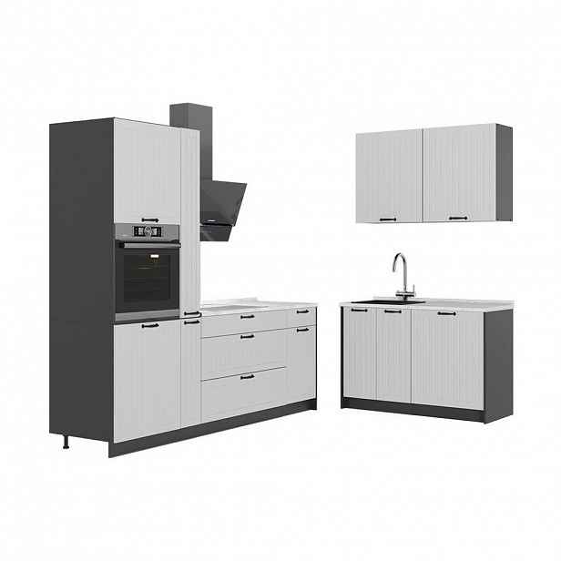Vicco KUCHYNĚ Fame-Line, Bílý venkovský dům/Antracit, 220 x 120 cm, PD Mramor