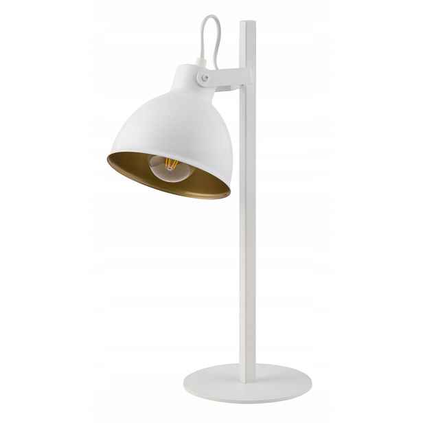 Dekorativní loftová stolní lampa nastavitelná, bílá, zlatá, do ložnice Sigma