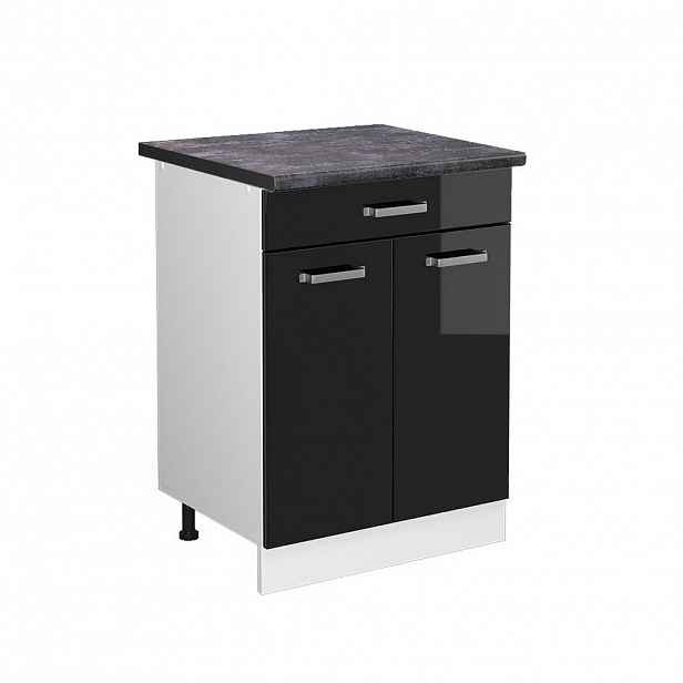 Vicco SPODNÍ SKŘÍŇKA KUCHYŇSKÉ LINKY R-Line Černý vysoký lesk 60 cm se zásuvkou, PD Antracit