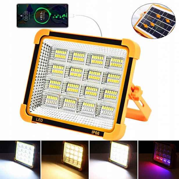 Výkonná Přenosná Solární Lampa 200 W Akumulátor Práce Na Stavbu Powerbank