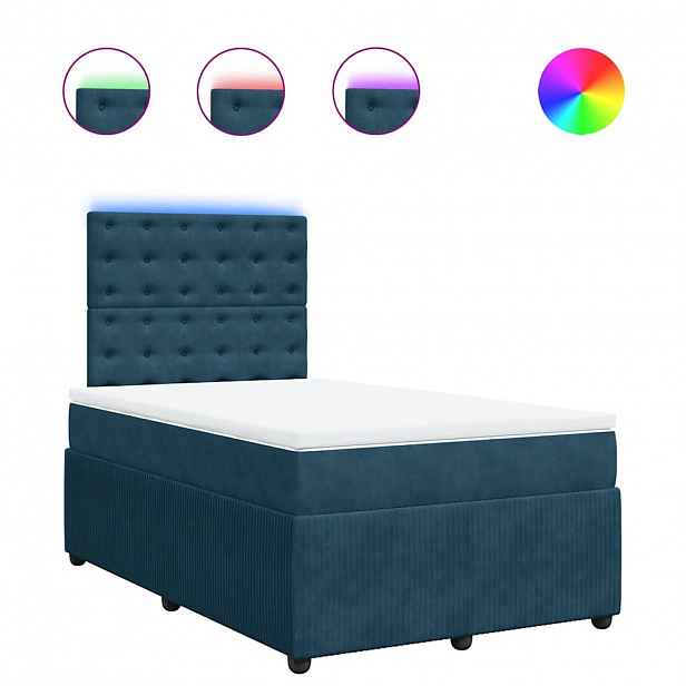 vidaXL Box spring postel s matrací modrá 120 x 200 cm samet