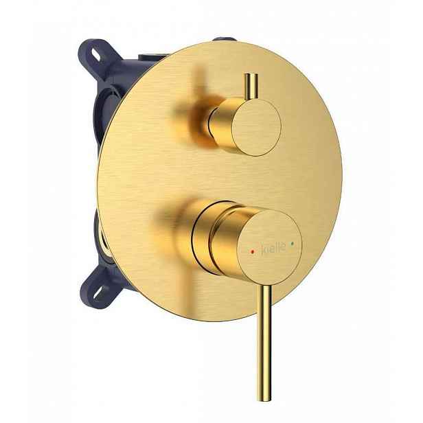 kielle Oudee I - Baterie pod omítku pro 2 spotřebiče, s tělesem, brushed gold 10333206